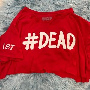 EUC! Red #Dead Creep Street Distressed Crop Top! Size Large